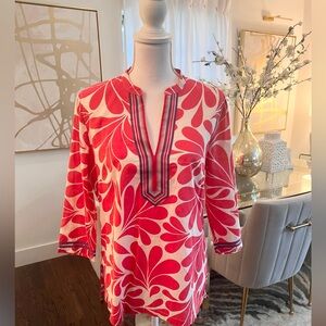 Boden cotton long sleeve folk floral tunic top